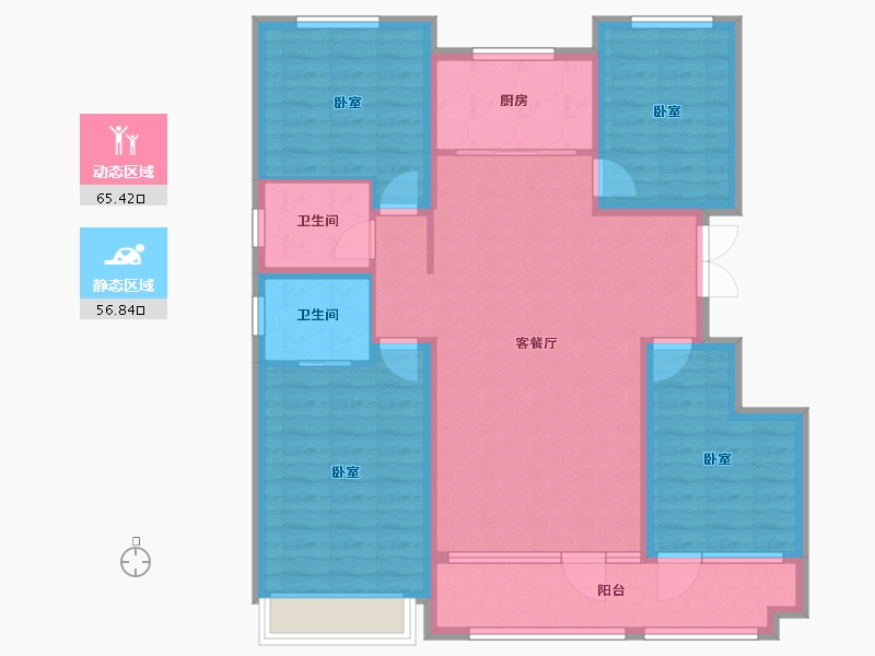 山东省-潍坊市-恒信崇文湖-109.60-户型库-动静分区