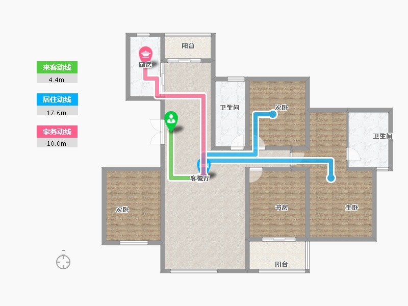 陕西省-西安市-崇文·海棠-148.32-户型库-动静线