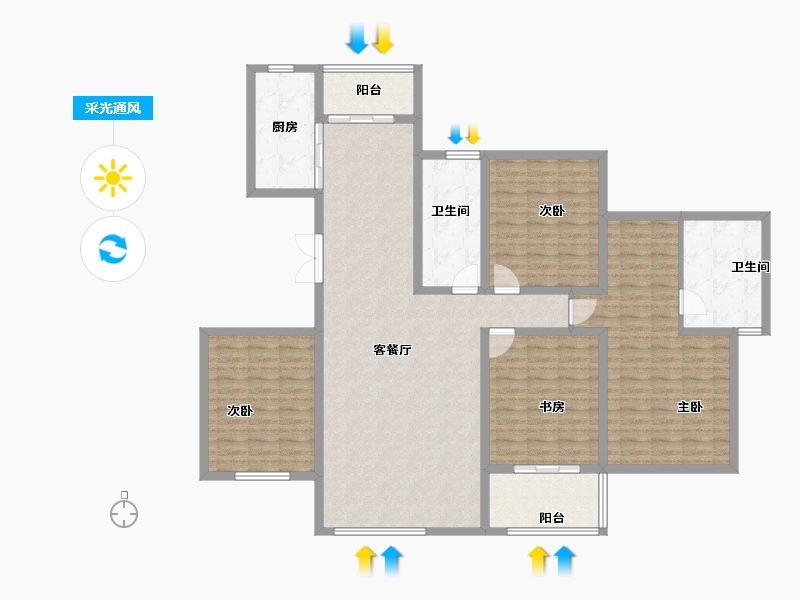 陕西省-西安市-崇文·海棠-148.32-户型库-采光通风