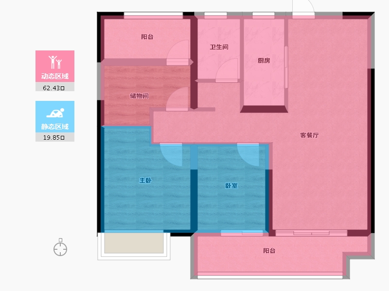 湖南省-长沙市-澳海云天赋-72.96-户型库-动静分区