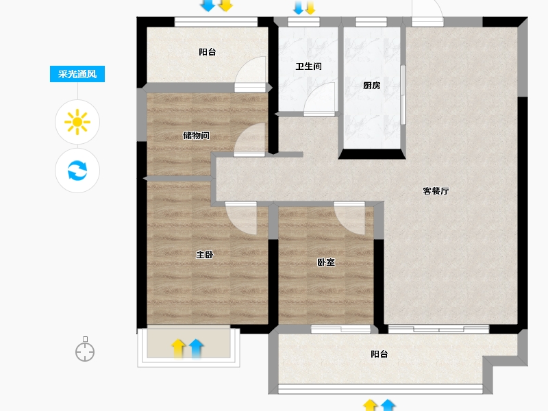 湖南省-长沙市-澳海云天赋-72.96-户型库-采光通风