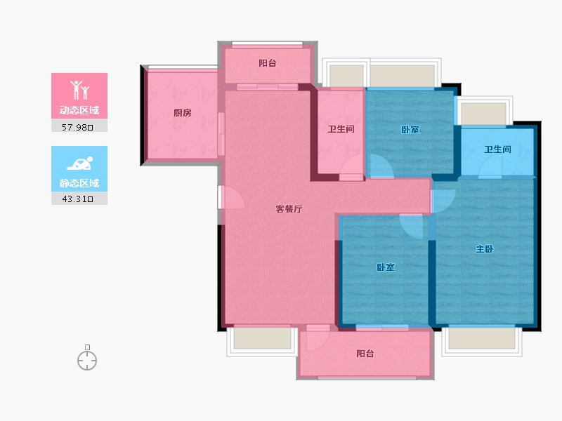 广东省-东莞市-滨海玺悦府-90.96-户型库-动静分区