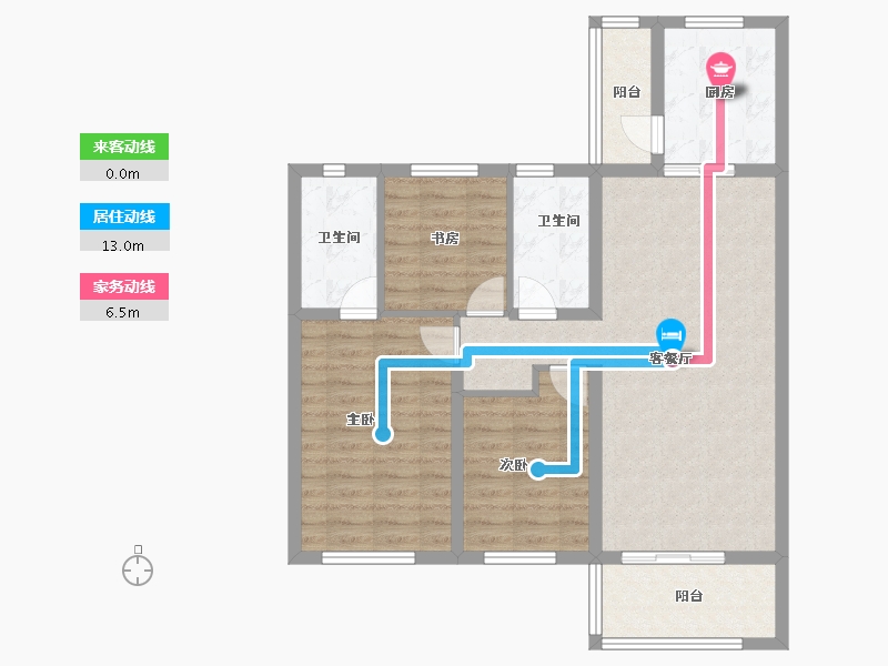 陕西省-西安市-滨江翡翠城-90.63-户型库-动静线