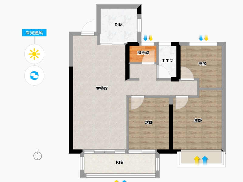 湖北省-武汉市-联投梧桐郡悦园-68.75-户型库-采光通风