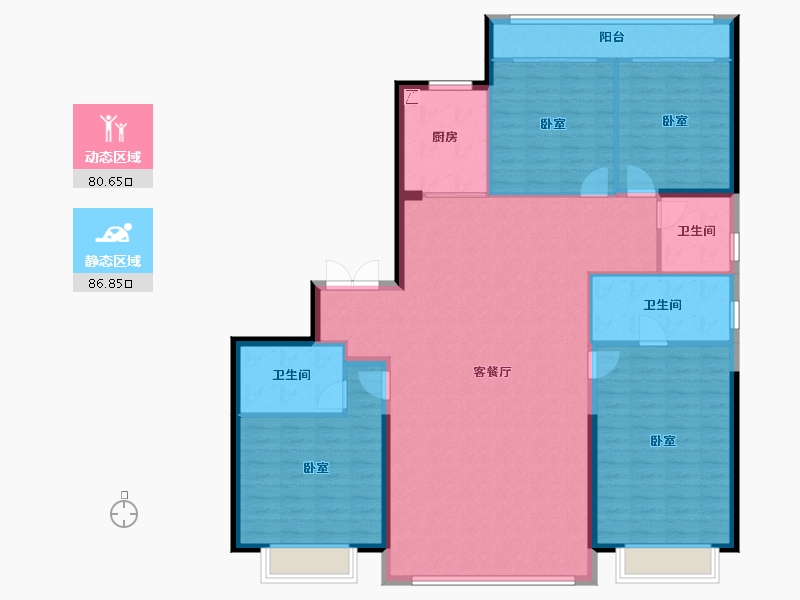 福建省-厦门市-建发缦云-154.40-户型库-动静分区