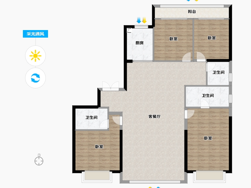 福建省-厦门市-建发缦云-154.40-户型库-采光通风