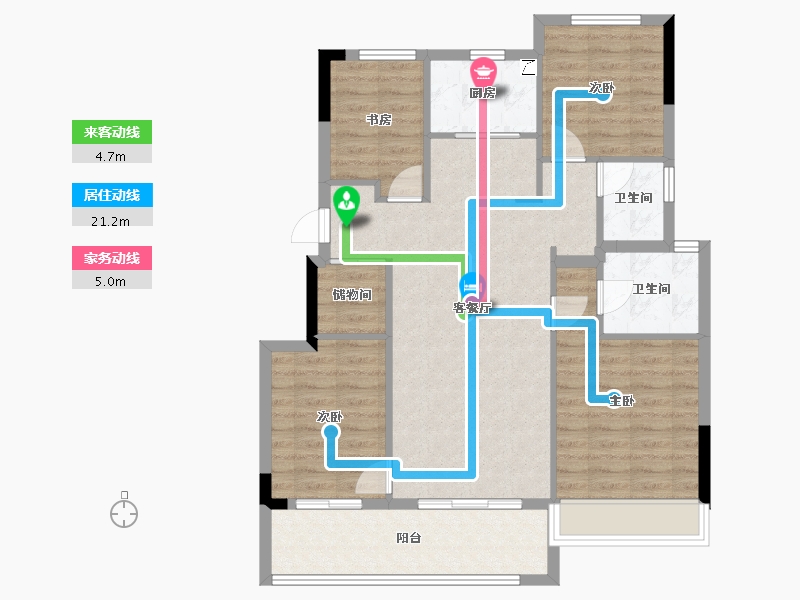 重庆-重庆市-万科坤和·湛蓝云镜-96.00-户型库-动静线