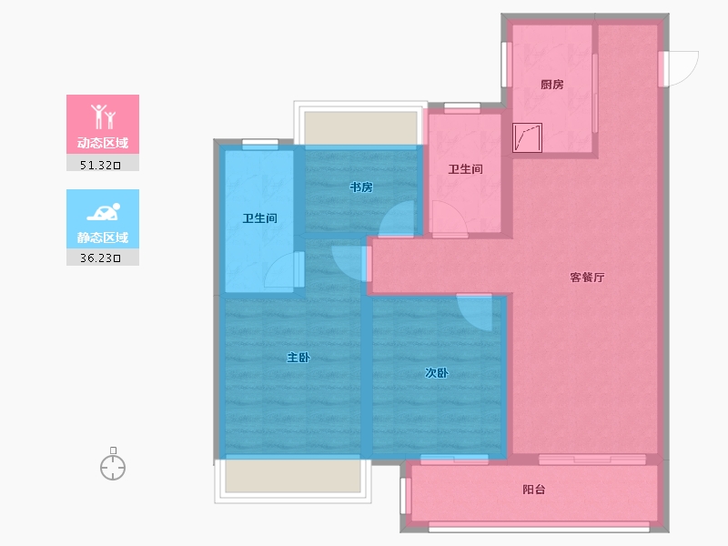 湖北省-武汉市-金地格林映象-77.36-户型库-动静分区