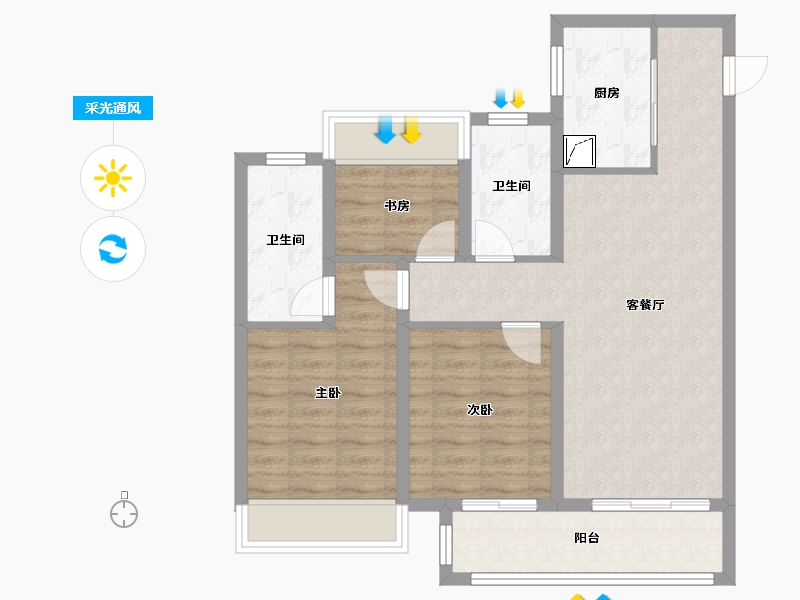 湖北省-武汉市-金地格林映象-77.36-户型库-采光通风