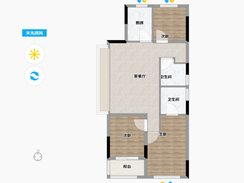 浙江省-绍兴市-元垄城-80.01-户型库-采光通风