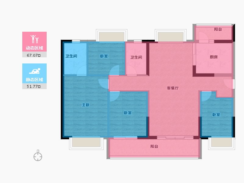 广东省-东莞市-嘉华嘉誉湾-106.96-户型库-动静分区