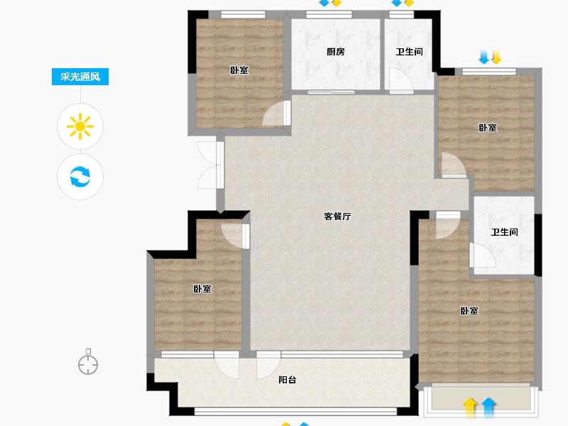 山东省-潍坊市-恒信风华尚品-118.35-户型库-采光通风