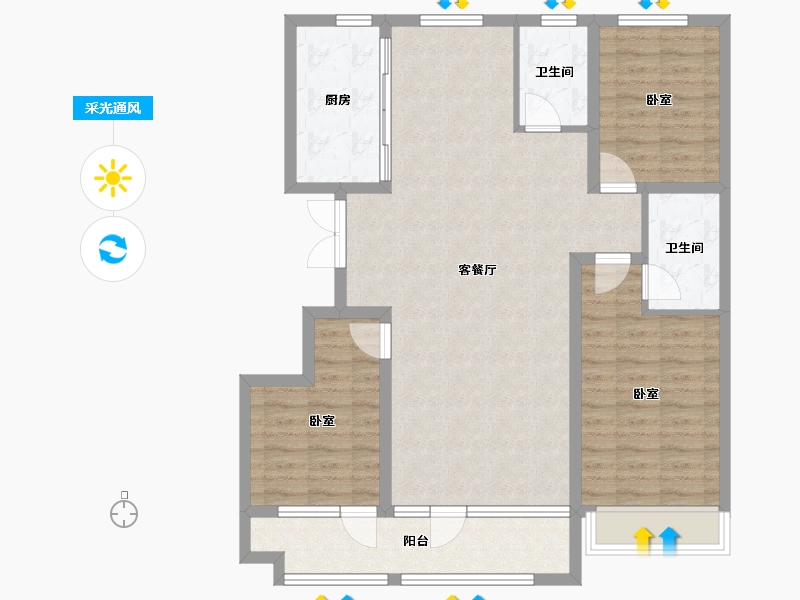 山东省-潍坊市-恒信崇文湖-102.39-户型库-采光通风