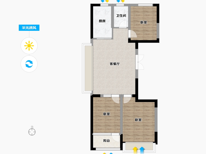 山东省-潍坊市-恒信风华尚品-72.85-户型库-采光通风