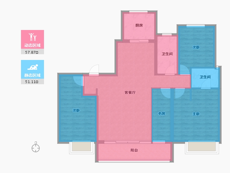 陕西省-西安市-白鹿汀洲-97.21-户型库-动静分区