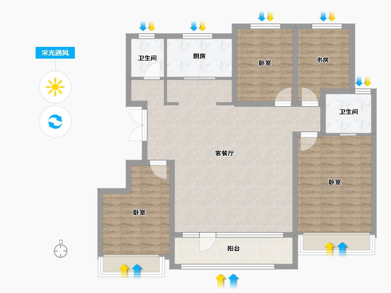 山东省-潍坊市-恒信崇文湖-113.60-户型库-采光通风