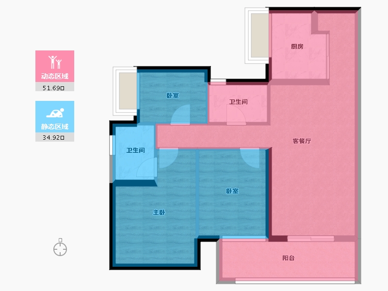 广东省-东莞市-新鸿基珑汇-76.65-户型库-动静分区