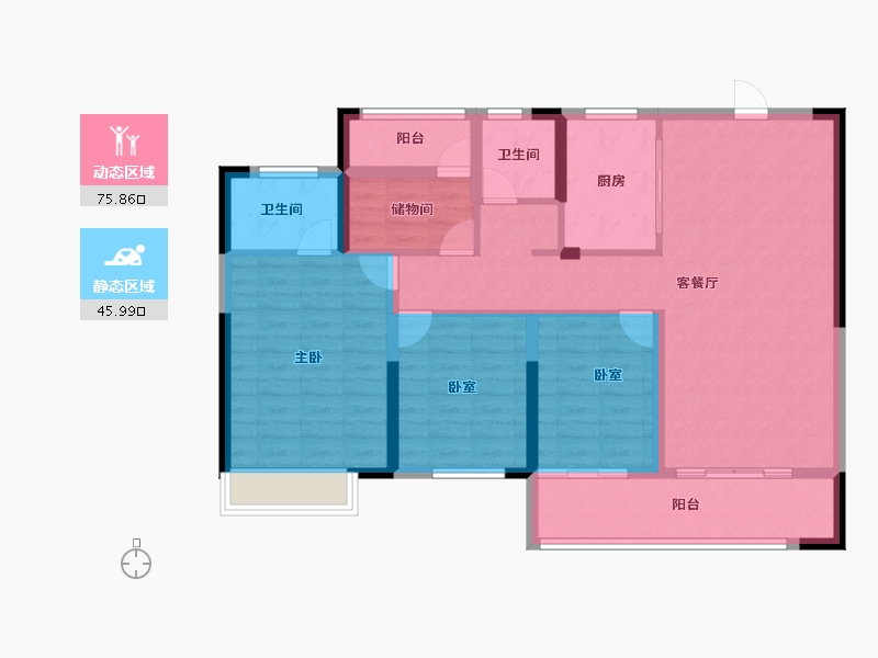 湖南省-长沙市-澳海云天赋-109.61-户型库-动静分区