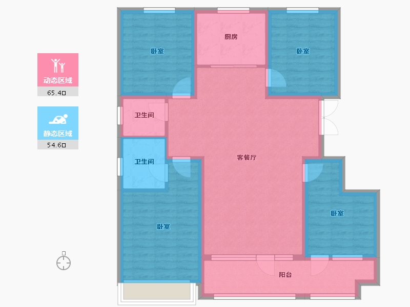 山东省-潍坊市-恒信崇文湖-107.44-户型库-动静分区