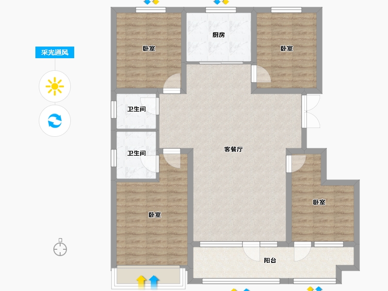 山东省-潍坊市-恒信崇文湖-107.44-户型库-采光通风