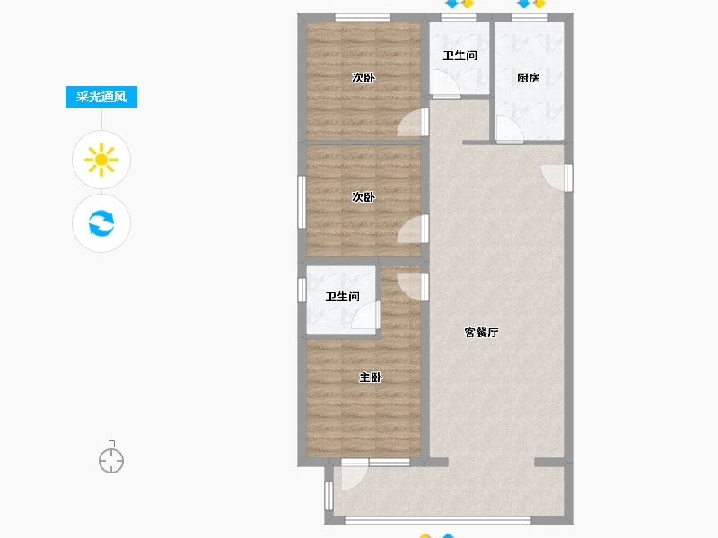 河北省-石家庄市-当代境MOMΛ-96.80-户型库-采光通风