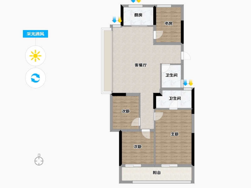 浙江省-温州市-桂语榕庭-102.39-户型库-采光通风