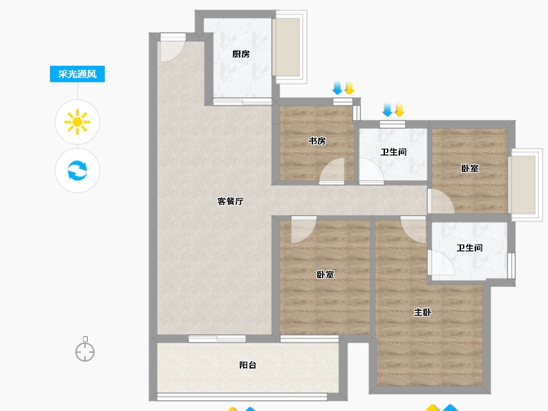 广东省-东莞市-新鸿基珑汇-91.00-户型库-采光通风