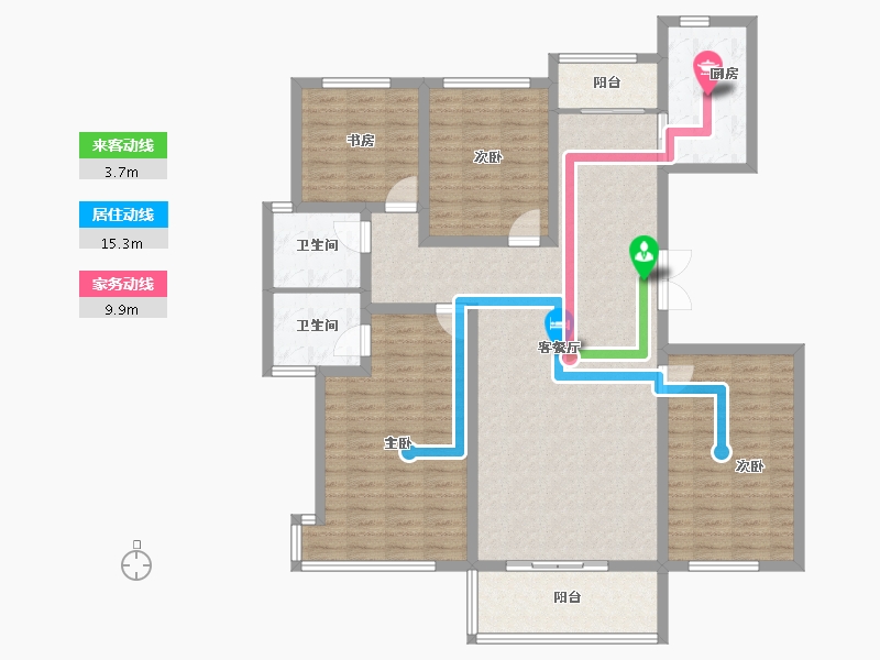 陕西省-西安市-崇文·海棠-133.51-户型库-动静线