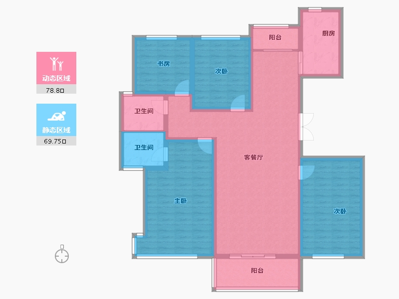 陕西省-西安市-崇文·海棠-133.51-户型库-动静分区