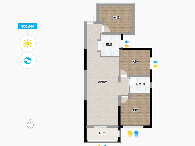 湖南省-长沙市-金富湘江悦城-84.80-户型库-采光通风