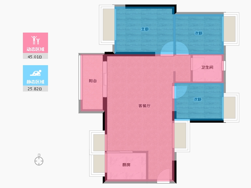 广东省-东莞市-众筑滨海中央-63.77-户型库-动静分区