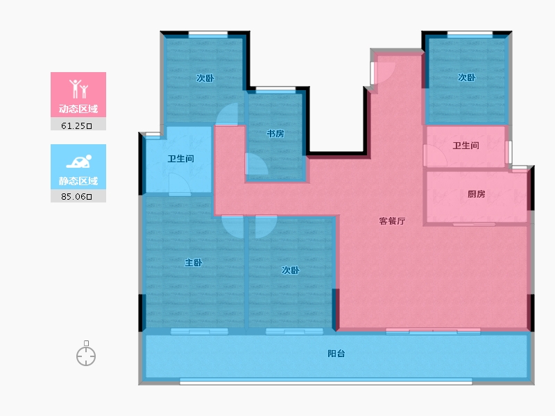 浙江省-绍兴市-锦上云山-132.80-户型库-动静分区