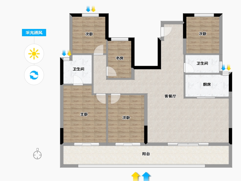 浙江省-绍兴市-锦上云山-132.80-户型库-采光通风