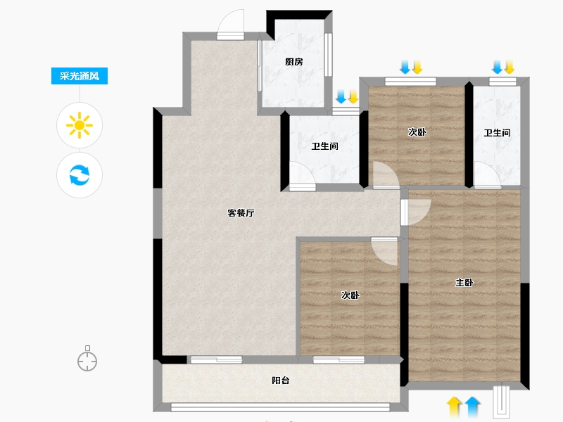 浙江省-温州市-桂语榕庭-95.20-户型库-采光通风