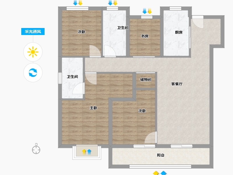 浙江省-温州市-万科星汇里-103.20-户型库-采光通风