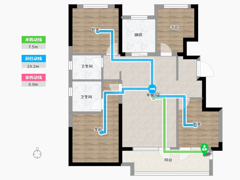 山东省-烟台市-天恒龙泽府-92.01-户型库-动静线