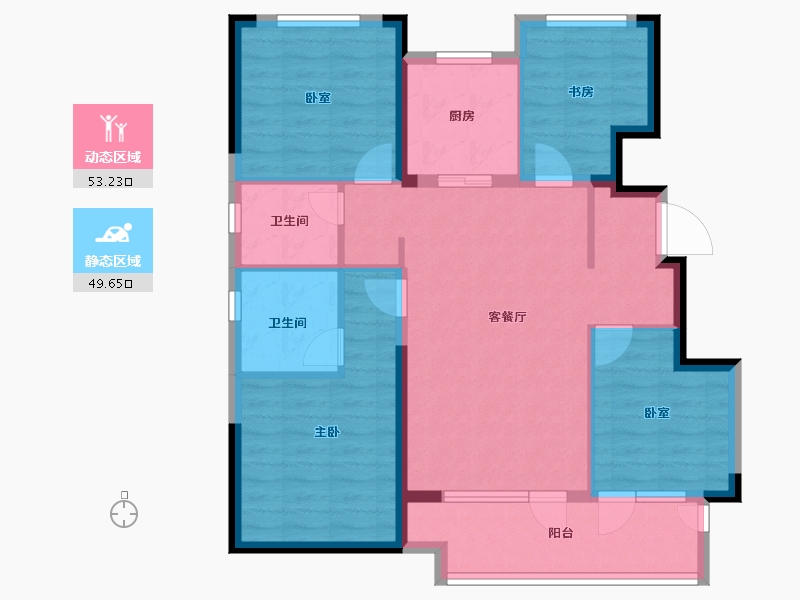 山东省-烟台市-天恒龙泽府-92.01-户型库-动静分区