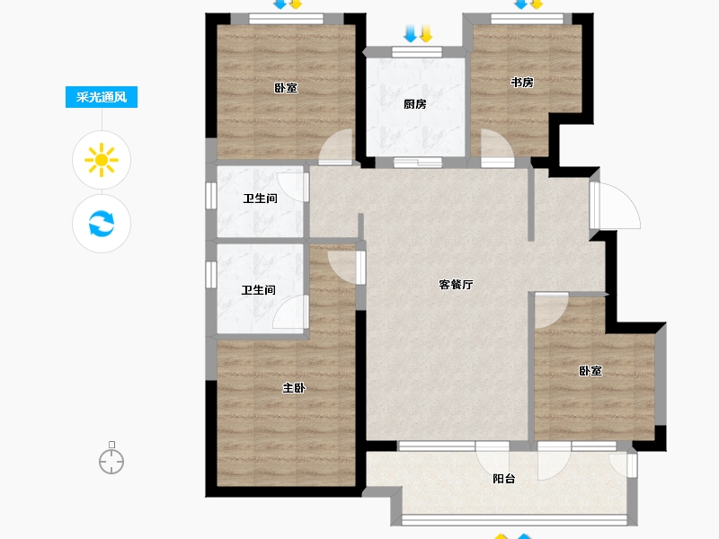 山东省-烟台市-天恒龙泽府-92.01-户型库-采光通风