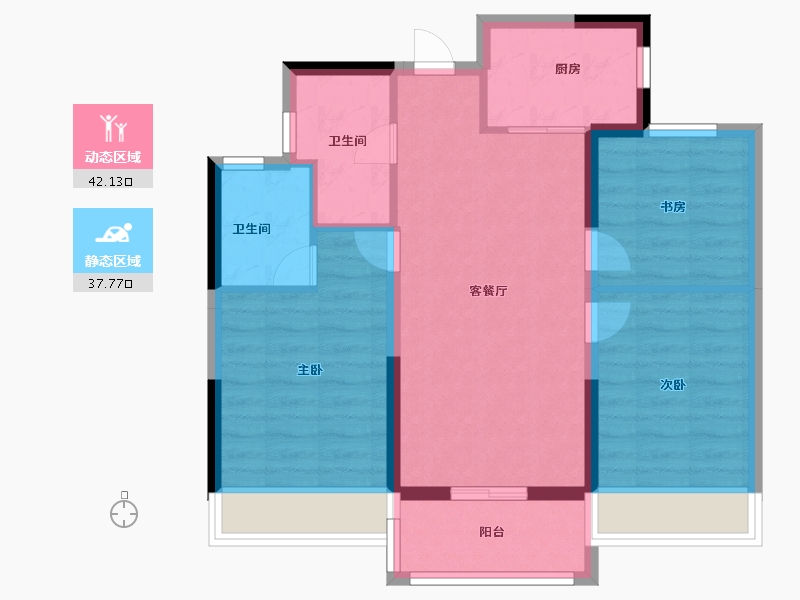 浙江省-温州市-美的旭辉城-71.20-户型库-动静分区