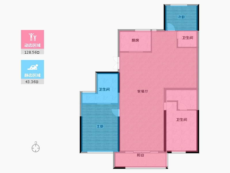 陕西省-西安市-恒志云都-158.40-户型库-动静分区