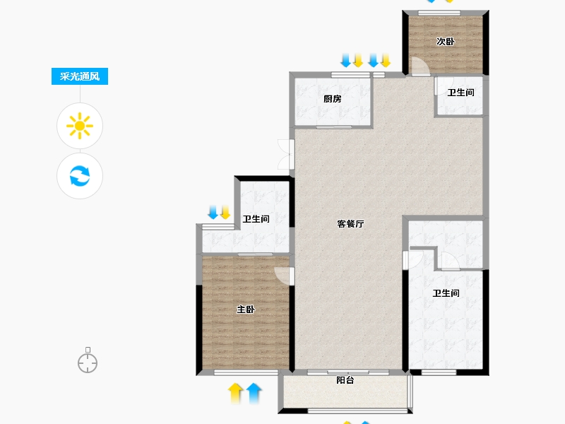 陕西省-西安市-恒志云都-158.40-户型库-采光通风