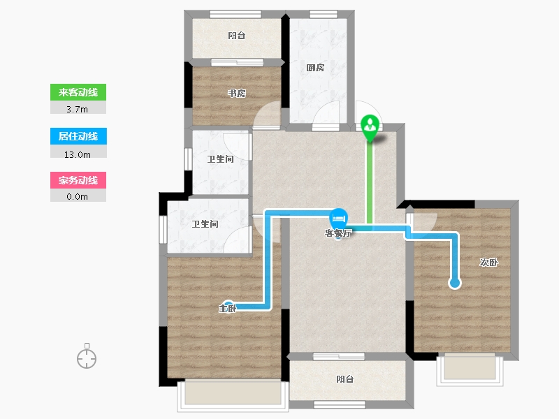 浙江省-温州市-蓝光城建雍锦熙园-89.60-户型库-动静线