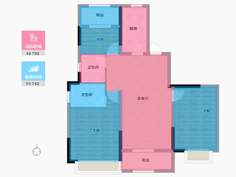 浙江省-温州市-蓝光城建雍锦熙园-89.60-户型库-动静分区