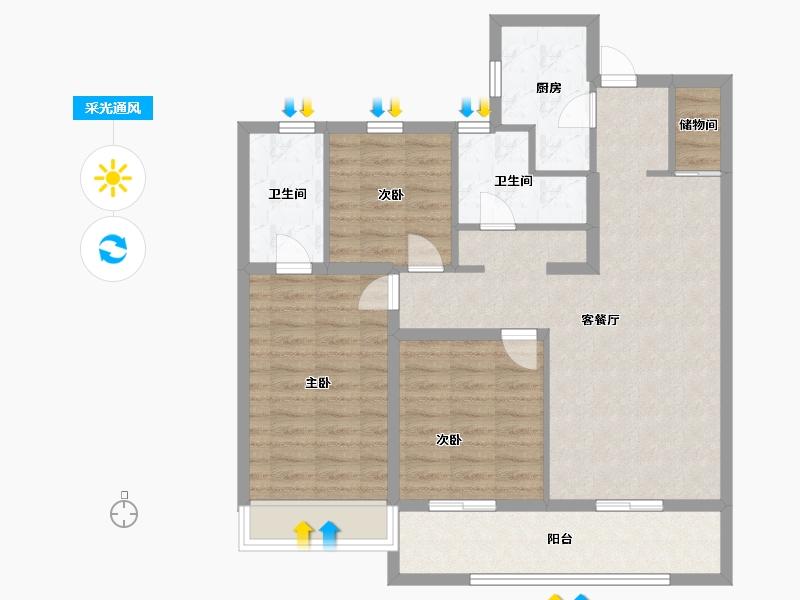 浙江省-温州市-万科星汇里-92.00-户型库-采光通风