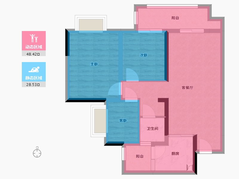 重庆-重庆市-中粮·天悦壹号-71.00-户型库-动静分区