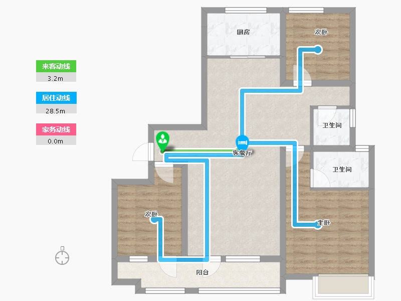 山东省-潍坊市-高创水岸蓝湾-90.30-户型库-动静线