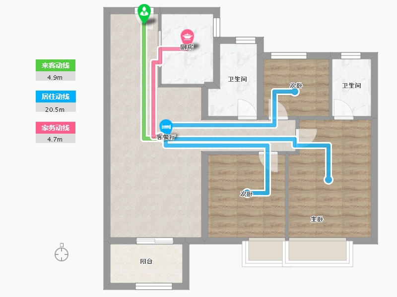 浙江省-温州市-万科映象广场-71.20-户型库-动静线