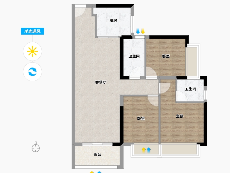 广东省-东莞市-滨海玺悦府-77.86-户型库-采光通风