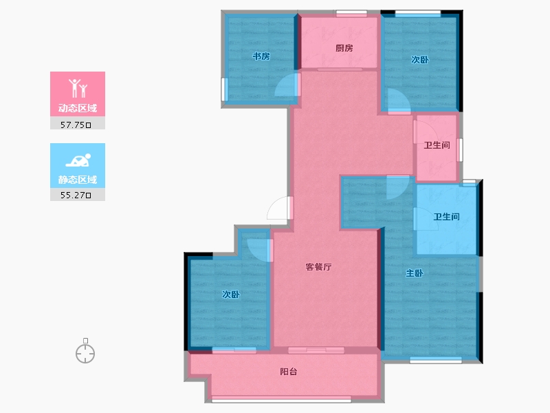 浙江省-绍兴市-元垄城-100.80-户型库-动静分区