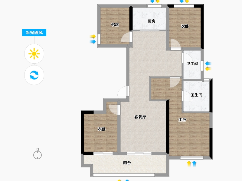 浙江省-绍兴市-元垄城-100.80-户型库-采光通风